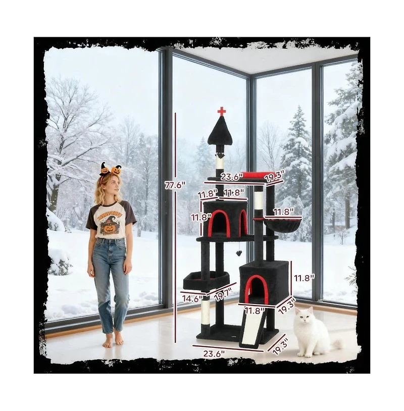 Zeus & Ruta 78" Cat Tree Cat Tower with Coffin Bed