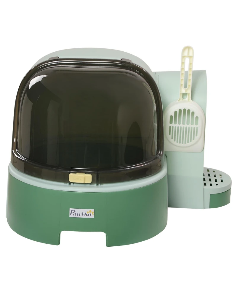 Zeus & Ruta Green Easy-Clean Covered Cat Litter Box with Scoop