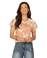 Democracy Petite Printed Short-Sleeve Scoop-Neck T-Shirt