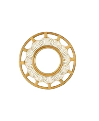 Wicker Village Whisker Round Wall Mirror with Rattan Frame, Boho Hanging Decorative Mirror, Natural Finish for Living Room & Bedroom