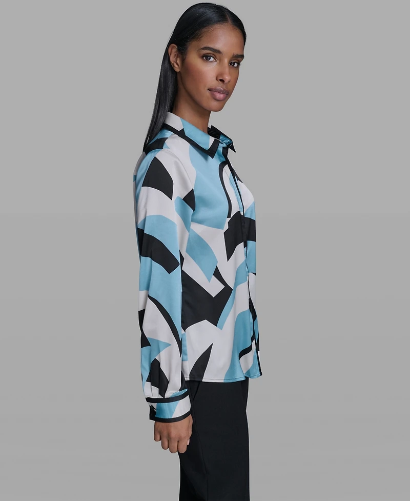 Karl Lagerfeld Paris Women's Collared Button-Down Top