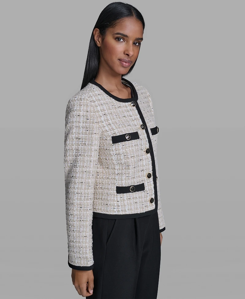 Karl Lagerfeld Paris Women's Five-Button Round Neck Jacket