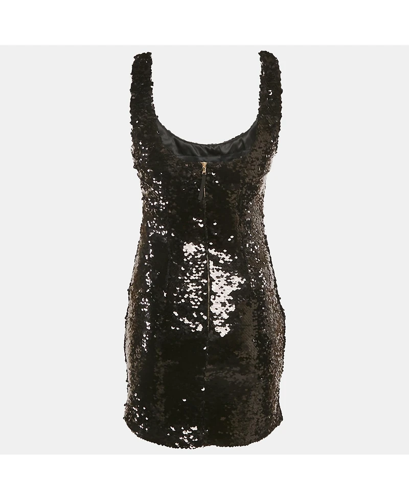 Pre-Owned Dolce & Gabbana Women's Pre-Owned D&g Black Sequin Embellished Tulle Sheath Dress