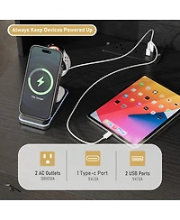 Streamdale Furniture Farmhouse Barn Door Nightstand with Charging Station