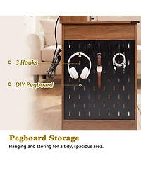 Streamdale Furniture 55" Farmhouse Office Desk with Storage, Barn Door Design, Keyboard Tray, Monitor Stand