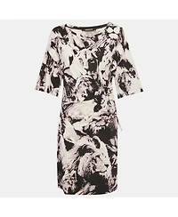Pre-Owned Roberto Cavalli Women's Multicolor Printed Jersey Midi Dress