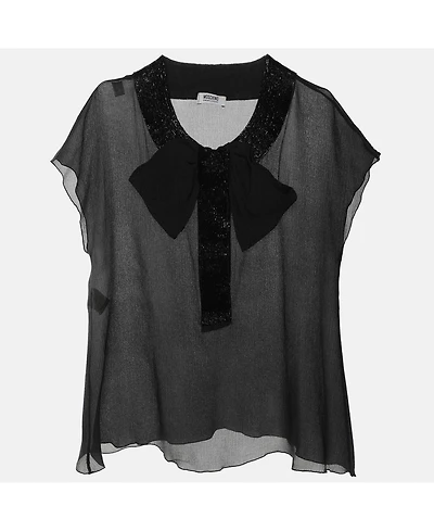 Pre-Owned Moschino Women's Cheap And Chic Black Silk Bow Top