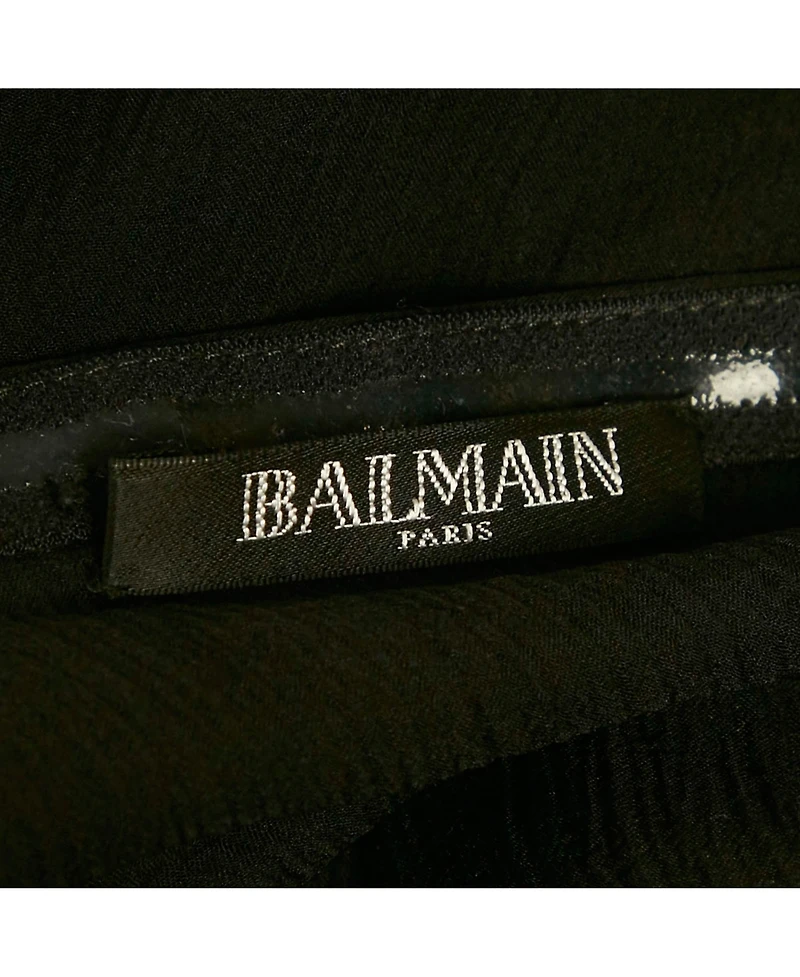 Pre-Owned Balmain Women's Black Silk Tiered Off-Shoulder Top
