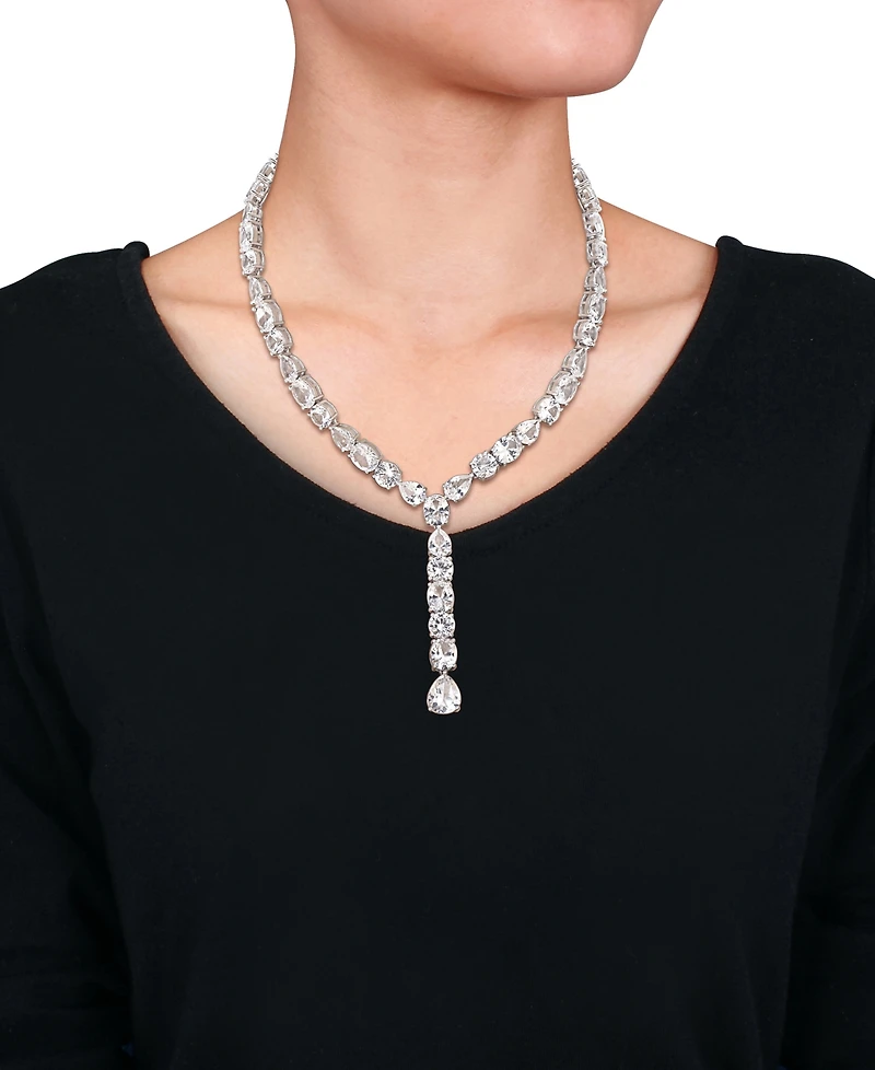 Macy's White Sapphire (118 ct. t.w.) Lariat Necklace in Sterling Silver