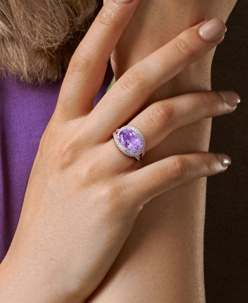 Macy's Pink Amethyst (5-3/8 ct. t.w.) and White Sapphire (1-1/2 Swirl Ring 18k Rose Gold Flash Plated Sterling Silver
