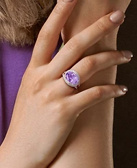 Macy's Pink Amethyst (5-3/8 ct. t.w.) and White Sapphire (1-1/2 Swirl Ring 18k Rose Gold Flash Plated Sterling Silver