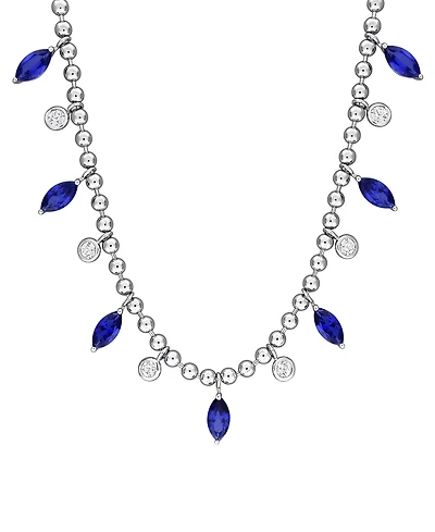 Macy's Blue Sapphire (4-7/8 ct. t.w.) and White Sapphire (7/8 ct. t.w.) Necklace in Sterling Silver