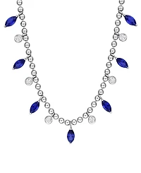 Macy's Blue Sapphire (4-7/8 ct. t.w.) and White Sapphire (7/8 ct. t.w.) Necklace in Sterling Silver