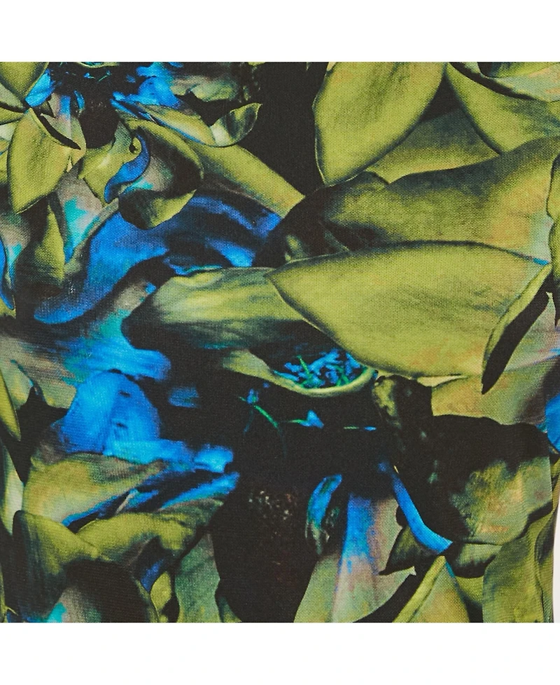 Pre-Owned Roberto Cavalli Women's Black/blue Printed Jersey Mini Dress