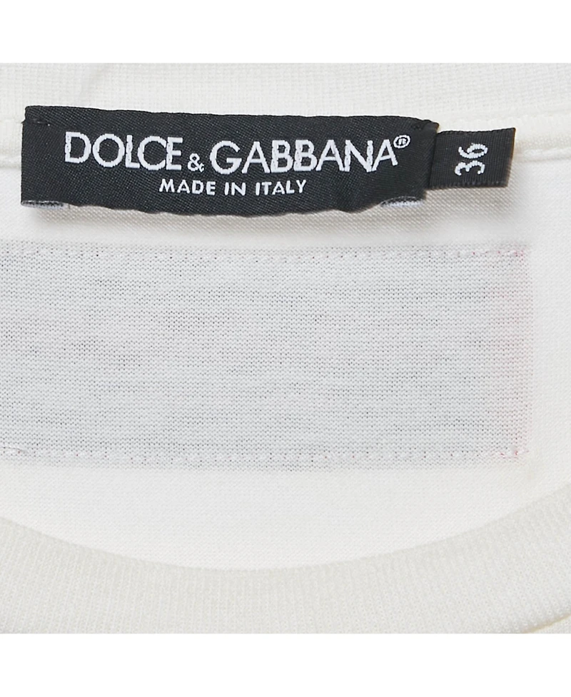 Pre-Owned Dolce & Gabbana Women's White Floral Print Jersey T-Shirt