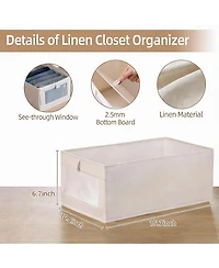 Yigii 4 Pack Foldable Linen Storage Bins with Clear Window for Multi-Purpose Use