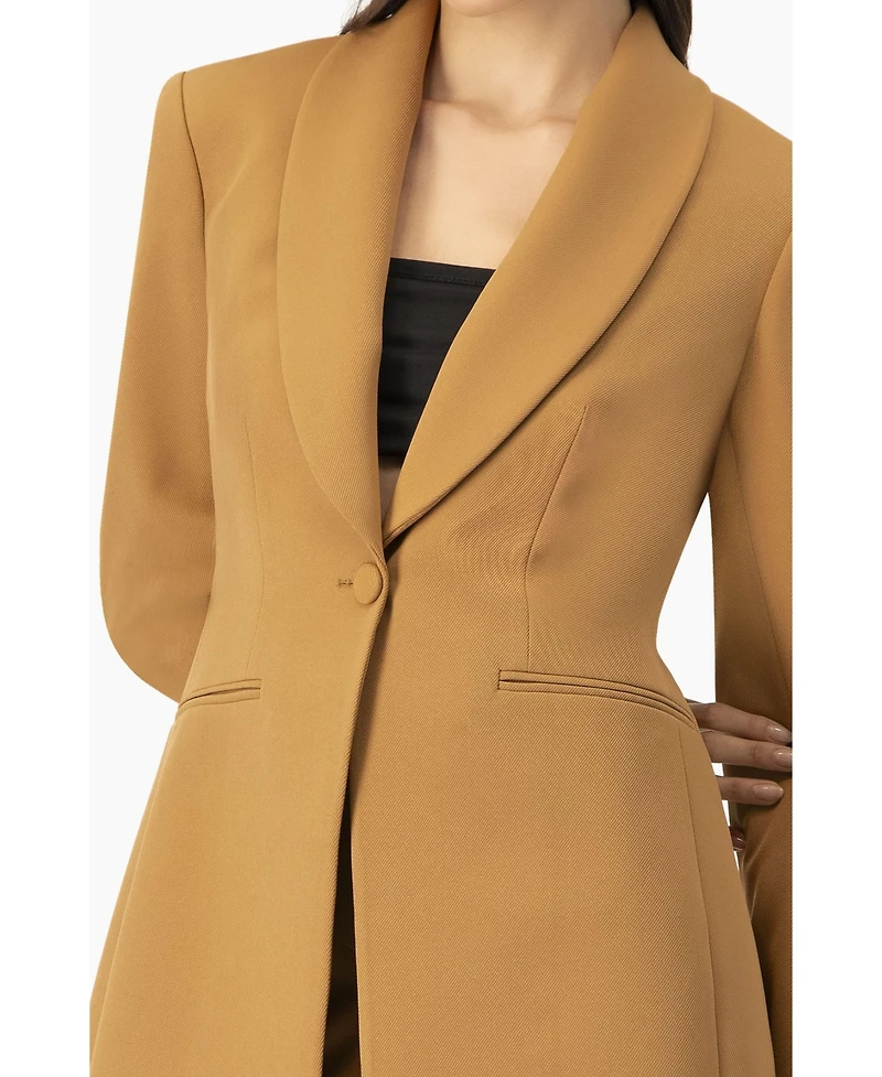Ivonne Women's Single-Button Shawl Lapel Blazer