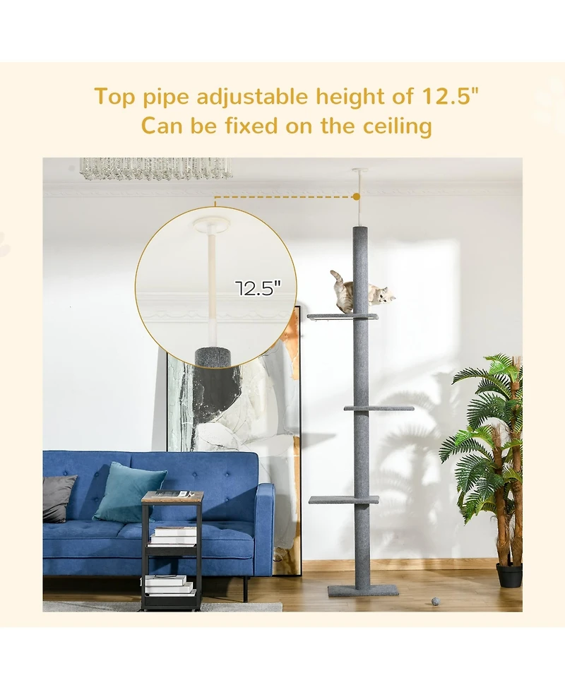 Zeus & Ruta Gray Floor-to-Ceiling Cat Tree