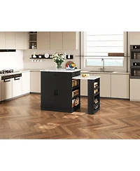 Streamdale Furniture Extendable island console with drawers, cabinet, shelving, dining table, breakfast bar