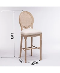 Streamdale Furniture Streamdale French Country Wooden Barstools with Rattan Back & Upholstered Seat, Set of 2