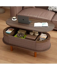 Streamdale Furniture Fluted Lift Top Coffee Table with Hidden Compartment