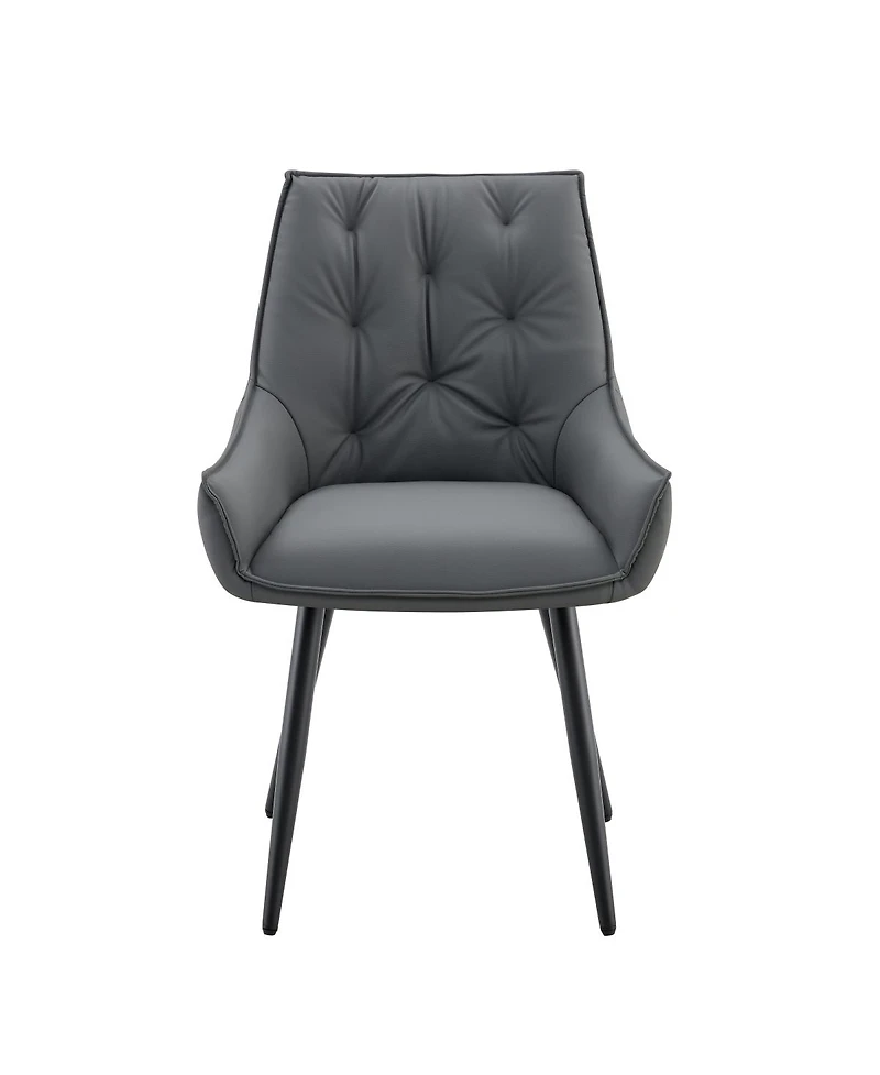 Streamdale Furniture Dining Chairs Set of 2, Faux Leather, Gold Mesh Metal Legs (Set of 2)