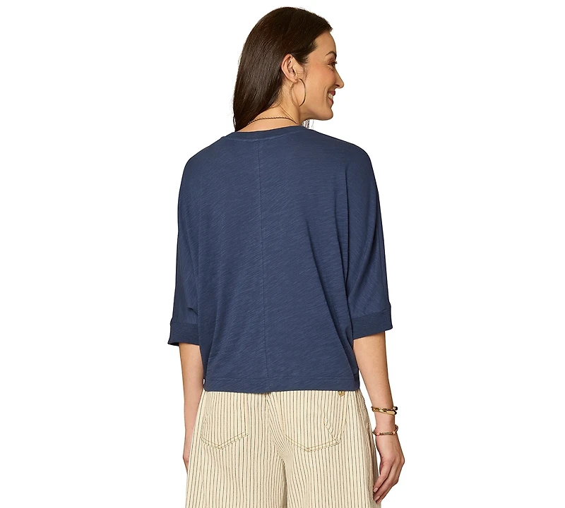 Democracy Petite Dolman-Sleeve Crew Neck Top
