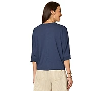 Democracy Petite Dolman-Sleeve Crew Neck Top