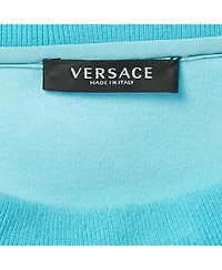 Pre-Owned Versace Men's Blue Logo Embroidered Jersey Sweatshirt
