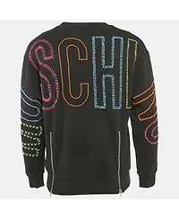 Pre-Owned Moschino Men's Couture Black Mirror Embroidered Cotton Crew Neck Sweatshirt