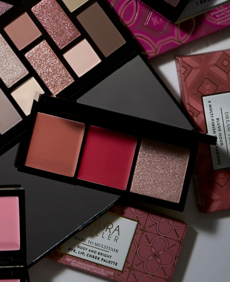 Laura Geller Beauty Multitask Eye, Lip, Cheek Palette Rosy and Bright Palette, 0.11 oz.