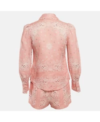 Pre-Owned Zimmermann Women's Pink Paisley Print Linen Set