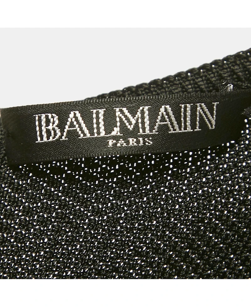 Pre-Owned Balmain Women's Black Stretch Knit Wrap Effect Jumpsuit