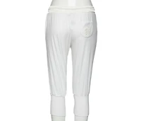 Pre-Owned Roberto Cavalli Women's White Cotton Rib Knit Detailed Cropped Joggers