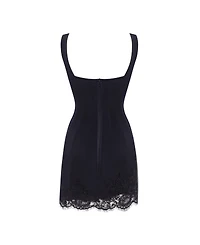 Milla Womens Sultry Black Corset Mini Dress With Lace Hem