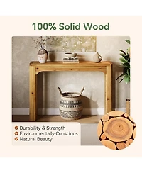 Tribesigns Solid Wood Console Table for Entryway, 41.3-Inch Farmhouse Sofa Table Behind Couch, Natural