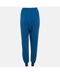 Pre-Owned Stella Mccartney Women's Blue Crepe And Rib Knit Trim Joggers