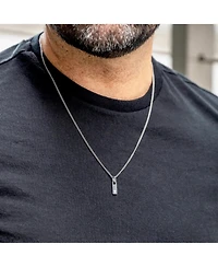 Vincero Men's Initial Tag Necklace - Silver with Micro Cuban Chain