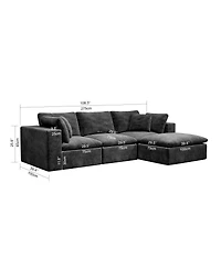 Streamdale Furniture Modular Upholstered Corduroy Sectional Sofa, Gray