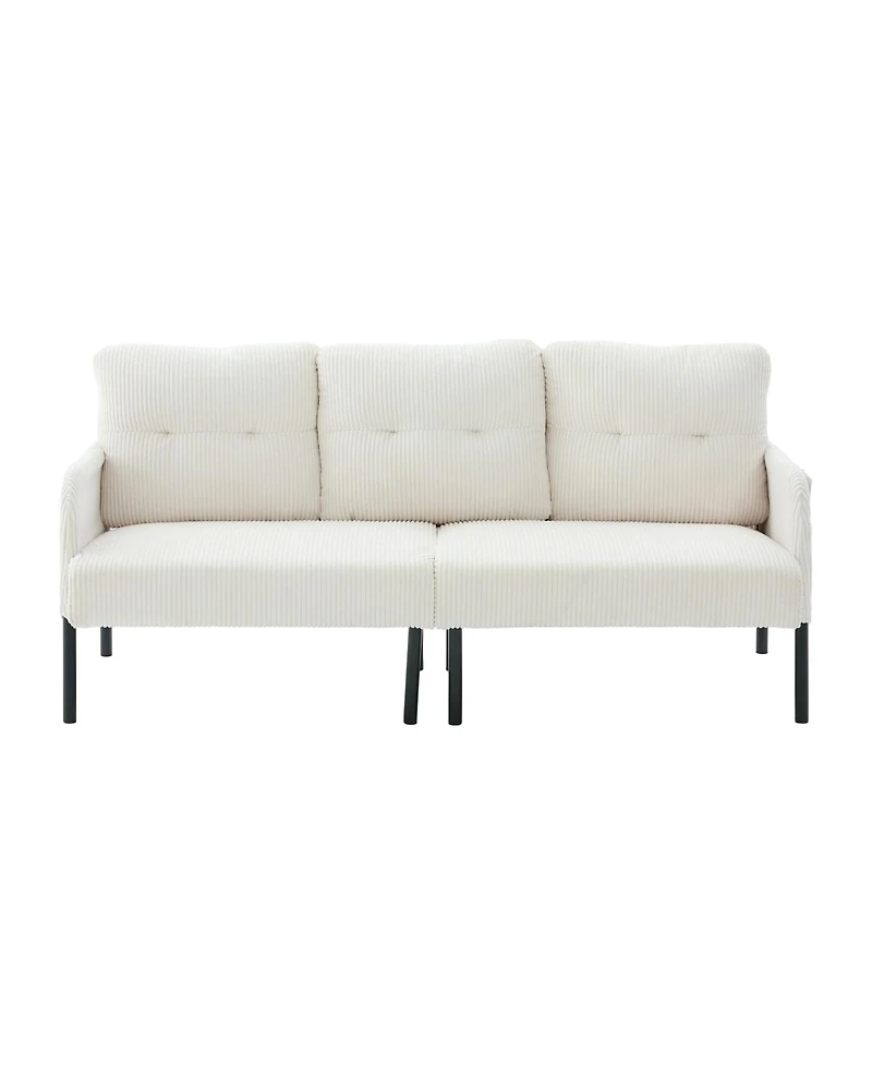 Streamdale Oversized Corduroy Loveseat Sofa with Metal Legs & Side Pockets