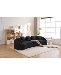 Streamdale Furniture Compression Sponge Sofa Black Curved Modular Sectional Sleeper Couch