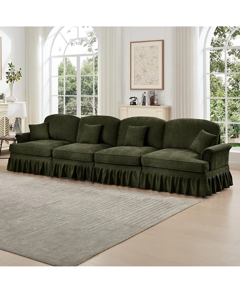 Streamdale Furniture Elegant Mid Century 4 Seater Sofa with Flared Arms and Skirts