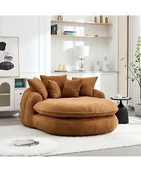 Streamdale Oversized Oval Upholstered Bean Bag Sofa with 3 Large & 2 Small Pillows