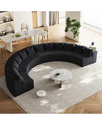 Streamdale Furniture Corduroy Curved Sectional Foam Sofa with 12 Pillows & Six Modules