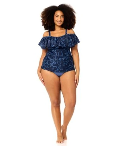 Raisins Curve Womens Plus Size Tortuga Tankini Top Full Coverage Bottoms
