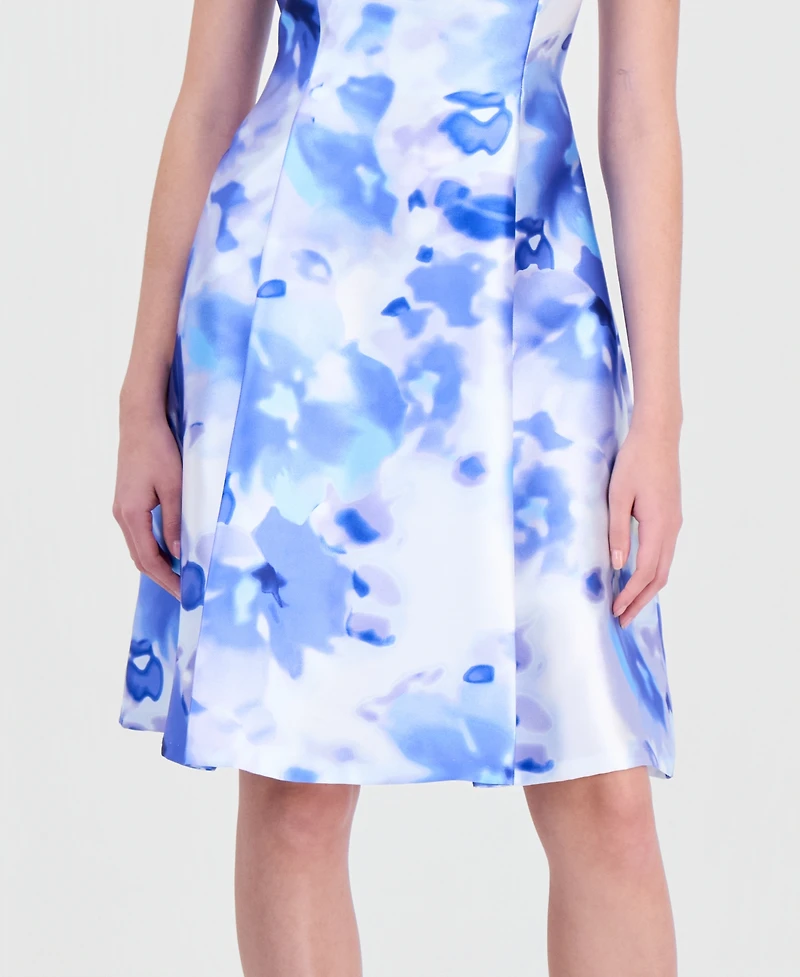 Connected Petite Printed Sleeveless A-Line Dress