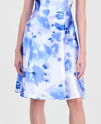 Connected Petite Printed Sleeveless A-Line Dress