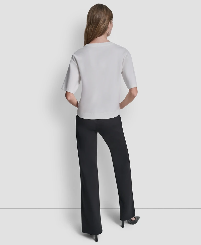 Dkny Women's Short-Sleeve Heart Script Logo Crew Neck Shirt