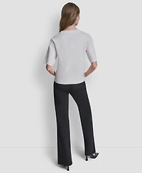 Dkny Women's Short-Sleeve Heart Script Logo Crew Neck Shirt