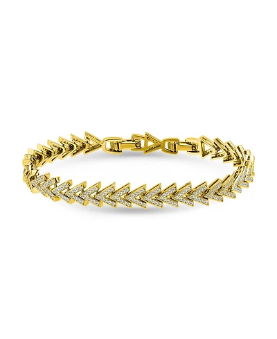 Macy's 2 1/10 ct. t.w Micro Pave Cubic Zirconia Stones Chevron Design Pattern Link Bracelet, Created for